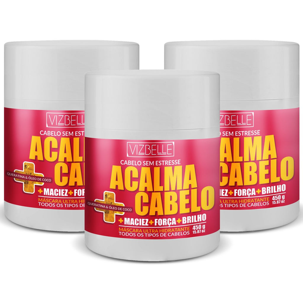 Kit 3 Máscaras Acalma Cabelo 450g vizbelle