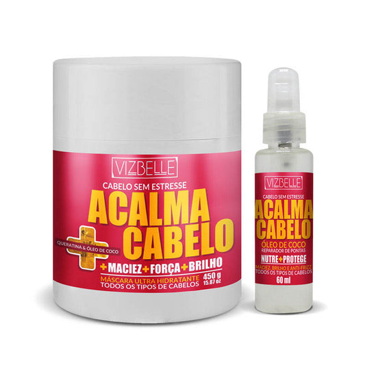Kit Máscara e Óleo de Coco Acalma Cabelo Vizbelle