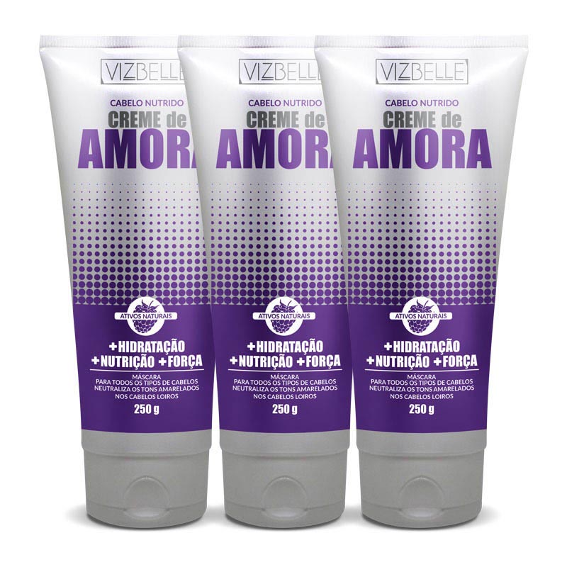 Kit 3 Creme de Amora 250g Vizbelle