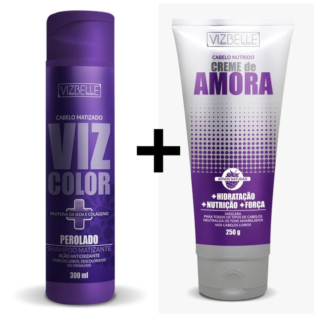 Kit Creme de Amora e Shampoo Maizante Perolado Vizbelle