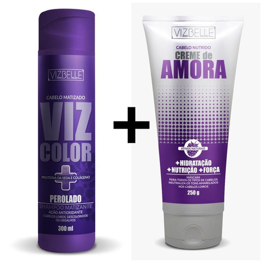 Kit Creme de Amora e Shampoo Maizante Perolado Vizbelle