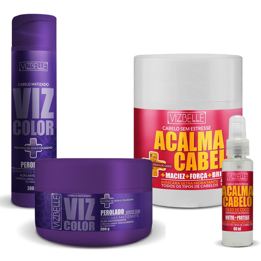Kit Matizante perolado e Máscara e Óleo Acalma Cabelo