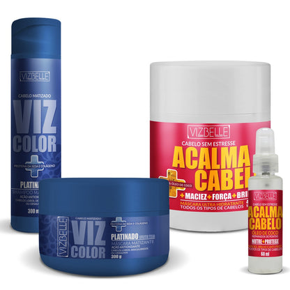 Kit Matizante Platinado e Máscara e Óleo Acalma Cabelo